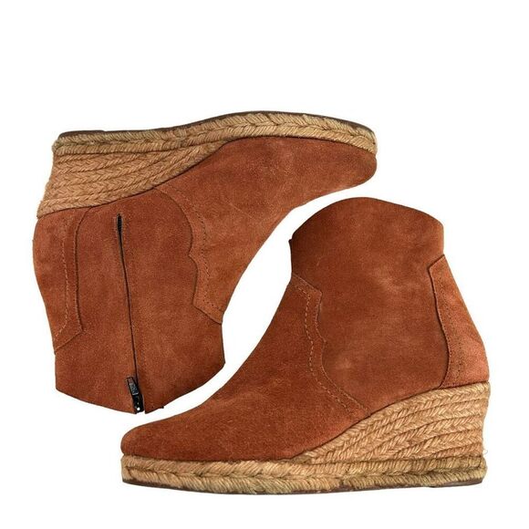 Anthropologie HOLDING HORSES 39 MAMBA BOOTIES Suede Rafia Wedge Spain festival - Picture 4 of 10